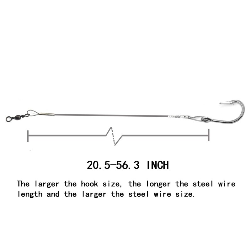 3/0-5/0 Shark Surf Rigs with 20 Inch 49-Strands Steel Leader(120Pound),Deep