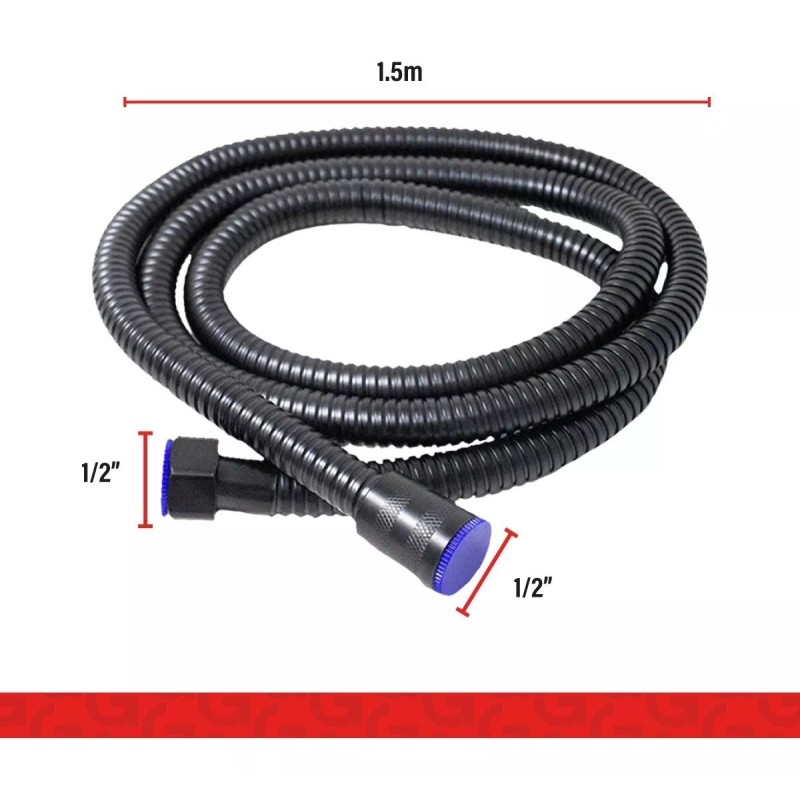 IMP Manguera Para Regadera Telefono Negro Mate 1.5 Mts Acero