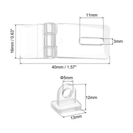 sourcing map 4Pcs 41x16mm Acrylic Hasp Latch, Clear Acrylic Hasp Buckle Mini Hinge Hasp for Jewelry Box Small Box