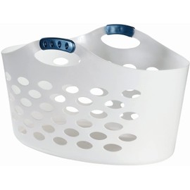 Rubbermaid 1.5 Bushel Capacity Durable Versatile Flex N Carry Portable Flexible Laundry Basket With Convenient Carrying Handles, White, Organization and Storage for Laundry/Garage/Home