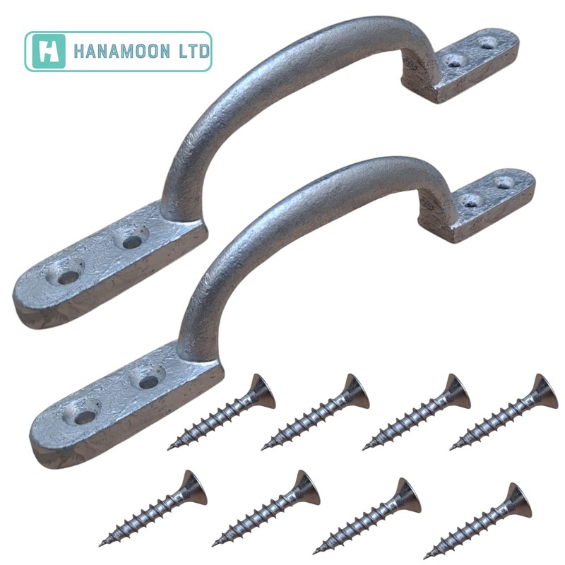 6" Galvanised Cast Iron D Handles – Gate, Shed, Door