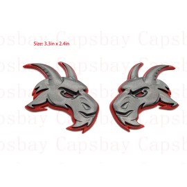 Emblem New Ram Head Emblem for TRX Ram 1500 Fender badge Hellcat Style Gray Red