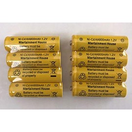 8-Pieces Size 1.2V AA(300/600/800mAh) Or AAA (600mAh/800mAh) and Ni-Cd/Ni-MH Rechargeable Battery for Solar Light and Solar Devices (1.2V AA 800mAh Ni-Cd)