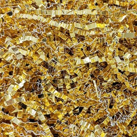 Acoeitl 5.3 OZ Gold Crinkle Paper Filler Shredded Confetti Paper for Gift Baskets Boxes and Bags Crinkled Cut Stuffing Papers Shred Basket Grass for Birthday and Christmas Box Filling