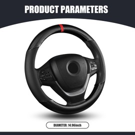 Irinidig 1 PC Car Carbon Fiber Steering Wheel Cover, Easy-Grip Anti-Slip Breathable Steering Wheel Protector, Dust-Proof Scratch-Proof Accessories for All Seasons, Universal for Cars (Black #O-Shape)