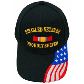 BCAH DISABLED Veteran Baseball Cap Black Military Hat American Flag, Proudly Served