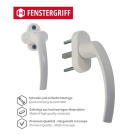 JUVA Window Handle White | Pack of 6 | Patio Door Handle Aluminium on Oval Rosette | Tilt Grid Olive without Lock Cylinder | Balcony Door Handle for Windows and Patio Door | Door Handle Balcony Door