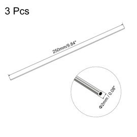 sourcing map 304 Stainless Steel Capillary Tube, OD 2mm x 0.25mm Wall Thick 250mm Length Metal Tubing for Industry Machinery, 3Pcs