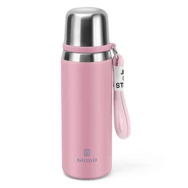 Stainless Steel thermo Bottles with cup 700ml/23.7oz Vacuum Insulated Bottle for hot and cold coffee drink water thermo flask with cup.(Pink,700ml)