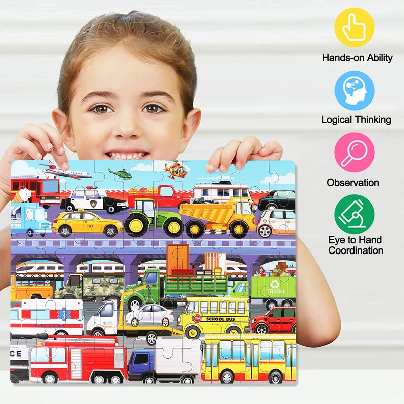 LELEMON 60 Pieces Puzzles for Kids Ages 4-8 Traffic Jam