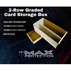 Max Protection 2 Row Shoe Graded Trading Card Storage Box - Durable Cardboard Cards Storage Boxes Ideal for Trading, Baseball and Sports Card Collection (5 Pack)