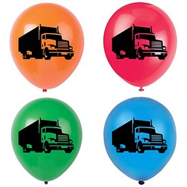 Truck Latex Balloons, 12inch (16pcs) Truck Kids Birthday Party Decorations, Supplies