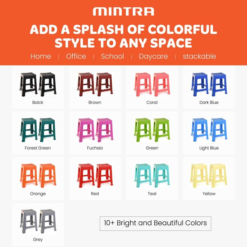 Mintra Home Light Duty Plastic Stools 2pk (18in Height, Dark