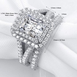 Mutian 1.75Ct Wedding Ring Engagement Ring Set, 14K Gold Plated 925 Sterling Silver Cubic Zirconia Infinite Anniversary Ring, Promise Rings for Her, Size 6-9