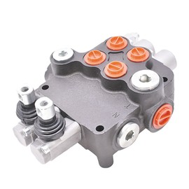 TJHSM Hydraulic Directional Control Valve - 2 Spool, 21 GPM, 3600 PSI, SAE Ports, Double Acting, Cast Iron Body, 4 Way 3 Positions, Suitable for Tractors, Loaders, Log Splitters