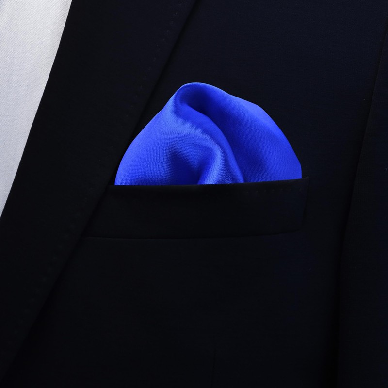 Branduce Royal Blue Pocket Square for Men Plain Silk Blend