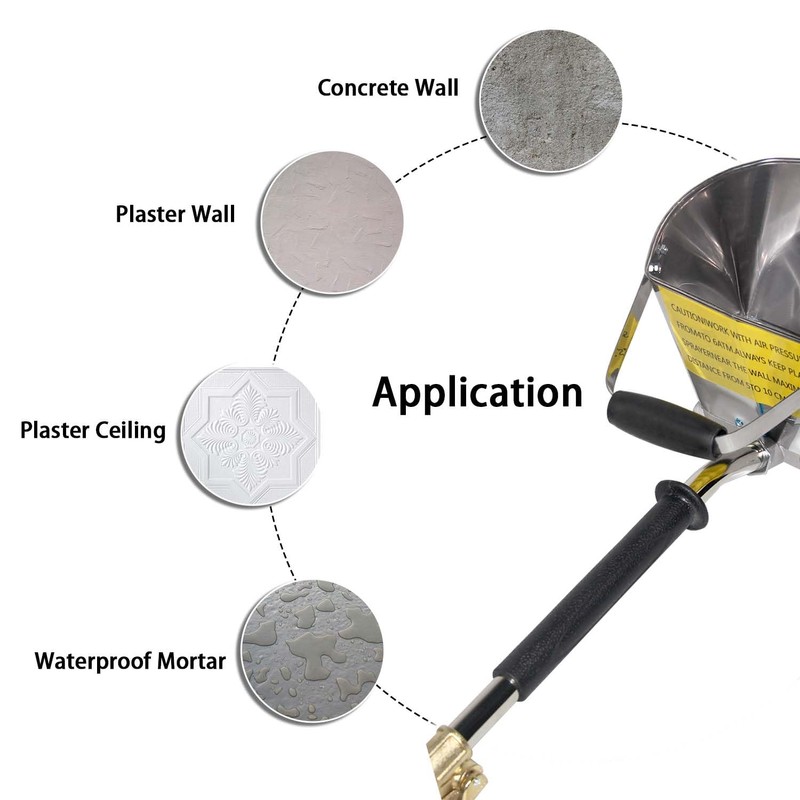 Stucco Cement Sprayer 4 Jets Plaster Mortar Pneumatic Hopper Spray
