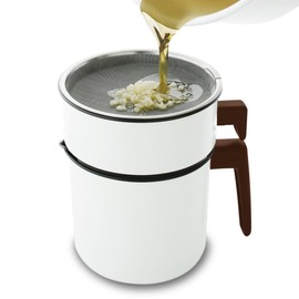 Iris Ohyama H-OP1200 Oil Filtration Pot, Activated Carbon Filter, 40.6 fl oz (1,200 ml), Includes 1 Cartridge, White