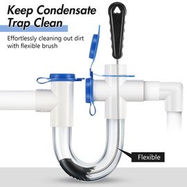 Gulfmew 3 Pcs Condensate Trap Flexible Drain Brush, 16 Inch AC Drain Line Cleaning Brush for AC & HAVC Condensate P Trap, Black