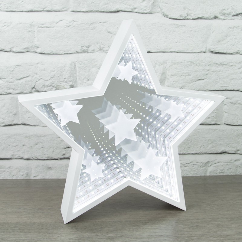 Global Gizmos Star Infinity Light with Starburst Pattern, White