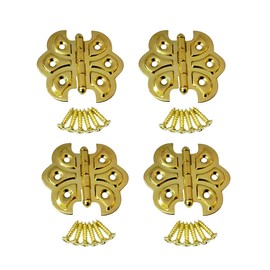 QCAA Butterfly Hinge, for Cupboard Door, 4 Pack, Brass Plated, Made in Taiwan