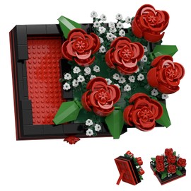 Sacblirr Rose Mini Flower DIY Plant Building Blocks for Kids and Adults, Collection Decor Toy Picture Frame Botanical Collection Art Home Office Decor
