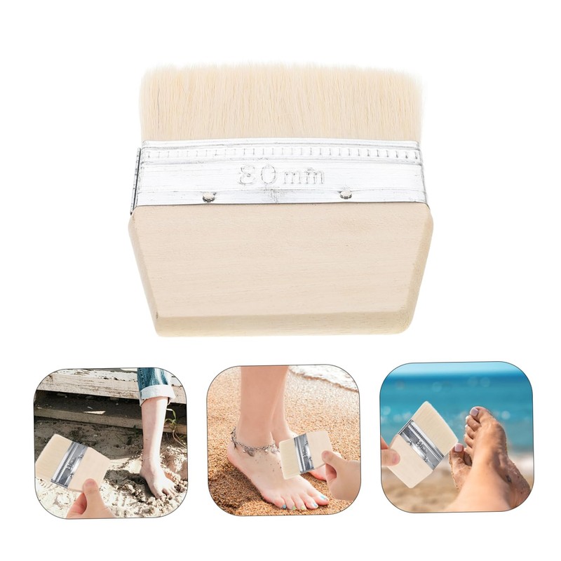 VOSAREA Beach Cleaning Brush Sand Remover Beach Scrubber Beige Wooden