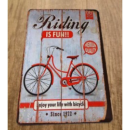 Bicycle Riding is Fun Outdoors 8x12 Metal Wall Vintage Misc Poster Sign