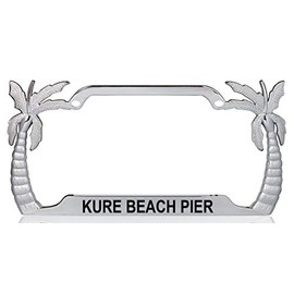 Custom Brother - Kure Beach PIER Palm Tree Design Quality Chrome Metal Car SUV Truck License Plate Frame z12