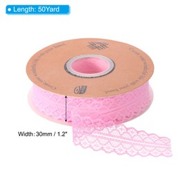 PATIKIL 50 Yards Lace Trim Ribbon, 1.2 Inch Wide Wedding Ribbon Lace Gift Wrapping Ribbon for Floral DIY Crafts Sewing Birthday Party, Light Pink