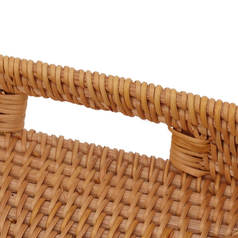 Serving Basket Tray with Handles Rattan Rectangle Large Capacity Durable
