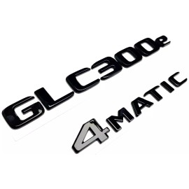 Unbranded #2 BLACK GLC300e + 4MATIC REPLACEMENT FOR MERCEDES REAR TRUNK EMBLEM BADGE DECAL