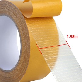 QDiShi Double Sided Heavy Duty Mounting Tape, Universal High Tack Strong Wall Adhesive with Fiberglass Mesh, Multipurpose Tape, High Stickiness Strong Thin Fabric Carpet Tape (2in x 66ft)