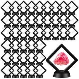 60 Pcs 3D Floating Display Case PE Film Jewelry Storage Box Coins Display Frame Holder Stands for Antique Challenge Coins, Medallion Shells Gems Rocks Pins (Black,2.76 Inch)