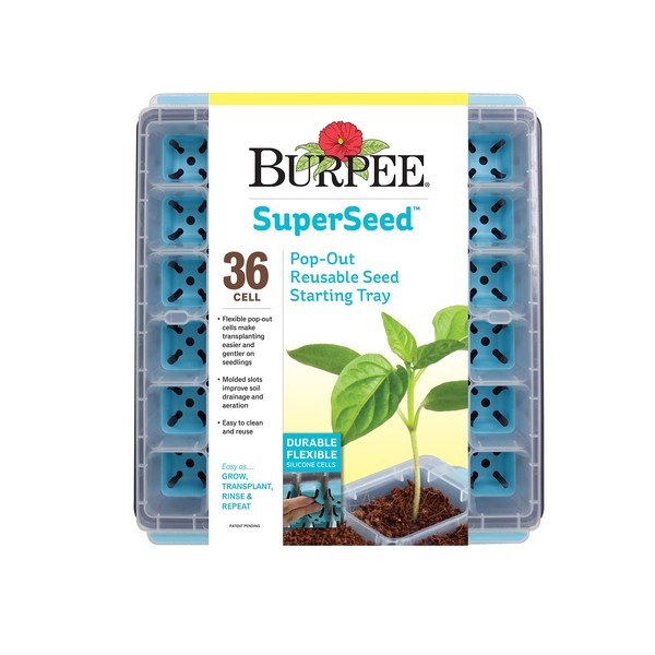 Burpee SuperSeed Seed Starting Tray | 36 Cell Reusable Seed Starter Tray | for Starting Vegetable, Flower & Herb Seeds | Indoor Grow Kit for Plant Seedlings | for Germination Success