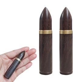 Acoeitl 2 Pcs Dark Brown Bullet-Shaped Toothpick Holder Portable Wooden Travel Toothpick Case Pocket Sewing Needle Container Mini Toothpick Dispenser Handmade Craft Toothpick Storage Box