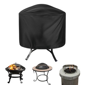 M METERXITY Round Outdoor Fire Pit Cover, 30" x 23" (H x Dia) Patio Fire Pit Table Cover, Fire Pit Replacement Cover for Outdoor Round Fire Pit [Black]