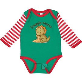 inktastic Snugglesaurus Cute Dinosaur Baby Long Sleeve Creeper 18 Months Green and Red 46526