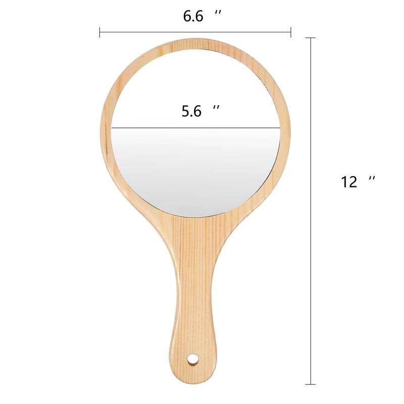 YCHMIR Travel Mirror Hand Mirror for Women Solid Wood Frame