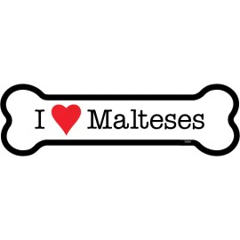 I Heart (Love) Malteses Dogs Dog Bone Car Fridge Magnet 2"x7" NEW Waterproof