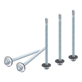 DTGN #12x4" Hex Washer Head Self Drilling Screws with EPDM Washer - 25Pack - Good for Metal - Carbon Steel Self Tapping Metal Sheet Screws with Rubber Washer