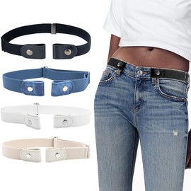 SJBAUTYO 4 Pieces Elastic Belt Without Buckle, Stretch Belt Invisible for Men and Women, black, L