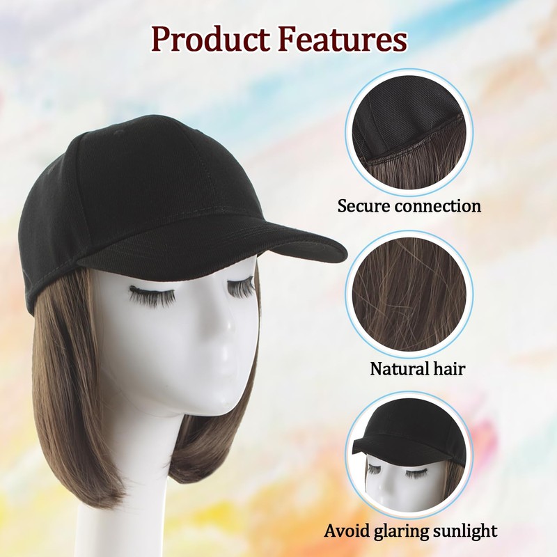 Doremi Wig Hat Synthetic Hat with Hair Adjustable with Hair