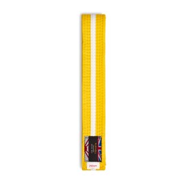 Playwell Martial Arts Cotton Striped Coloured Grading Belt - Yellow Belt With White Stripe (300cm)
