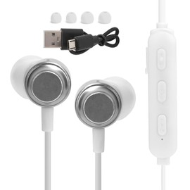 Sports Bluetooth Headset NeckMounted Noise Reduction HIFI Headphone with Magnetic Suction(White )