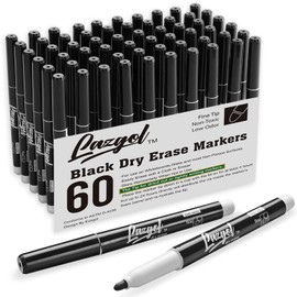LAZGOL Dry Erase Markers Bulk, 60 Pack Black Low Odor Whiteboard Markers, Fine Point Dry Erase Markers Perfect for Writing on Dry Erase Whiteboard Mirror Glass for School Office Home