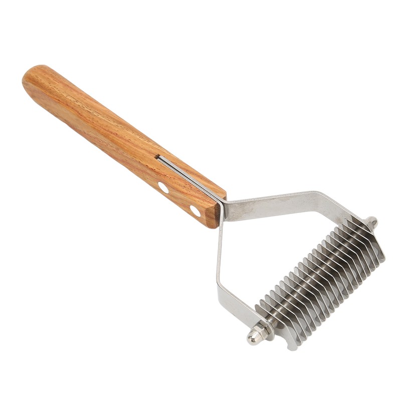 Pet Undercoat Rake Brush Double Sided Knots Removal Massage Wood