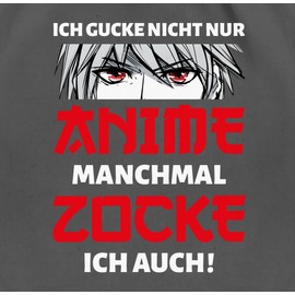 Shirtracer - Gym Bag Backpack - Anime Merch Manga Decoration - Ich gucke nicht nur Anime manchmal zocke ich auch Junge, 05 Dark Grey