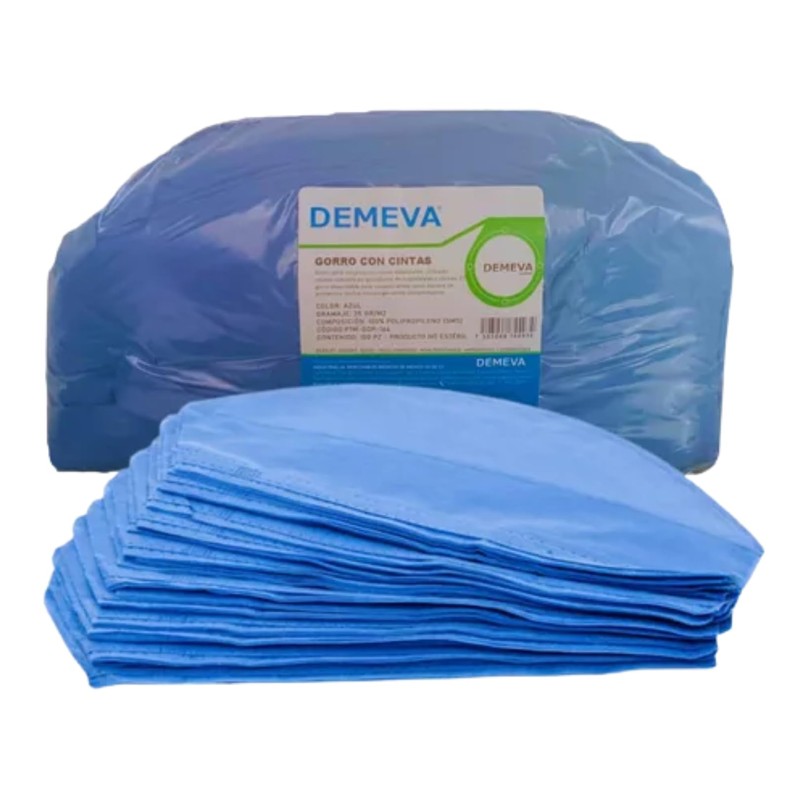 100 pz Gorro Quirúrgico con cintas ajustables - Tela SMS