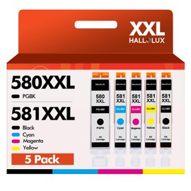 5-Pack CLI-581XXL CLI 581 XXL Multipack Printer Cartridges for Canon PGI-580 CLI-581 Cartridges PIXMA TS8150 TS8250 TS705 TS6250 TS8151 TS6151 PGBK Black Cyan Magenta Yellow